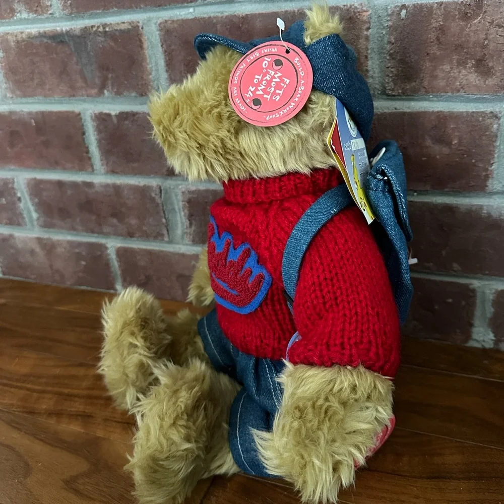 Build-A-Bear Plush Unisex 14in Tan 1998 Centennial Series Sweater Denim Backpack